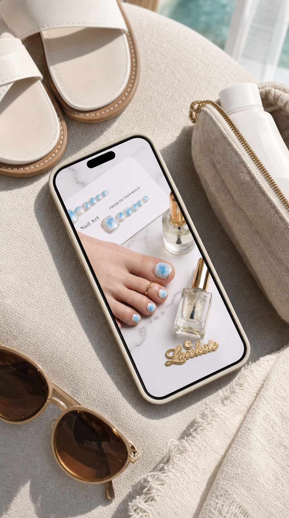 Travel sandals review scene with toe nail creator photo